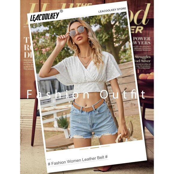 5982 Women Leather Belt With Gold Buckle Fashion Ladies Waist main image 6